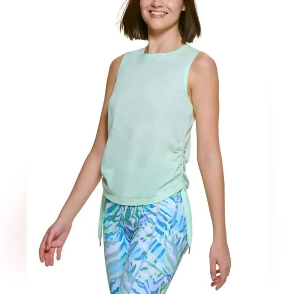 Calvin Klein Women S Ruched Side Tie Tank Top Green NWT - Picture 1 of 1